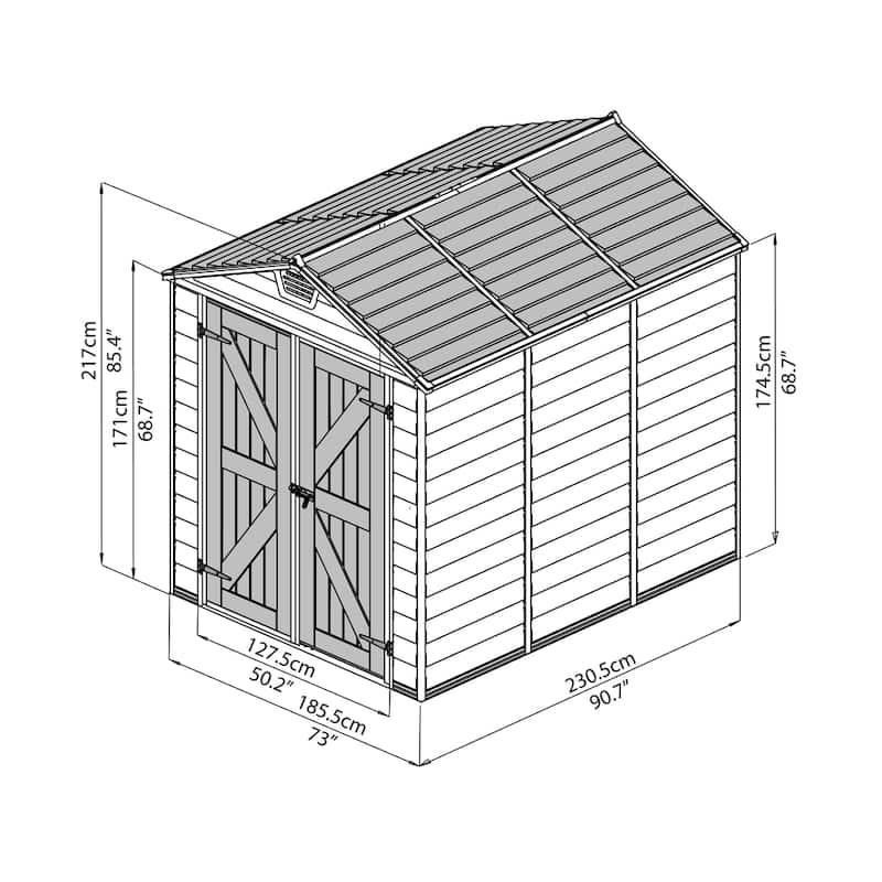 SkyLight 6 ft. x 8 ft. Tan Garden Outdoor Storage Shed - 6 ft x 8 ft