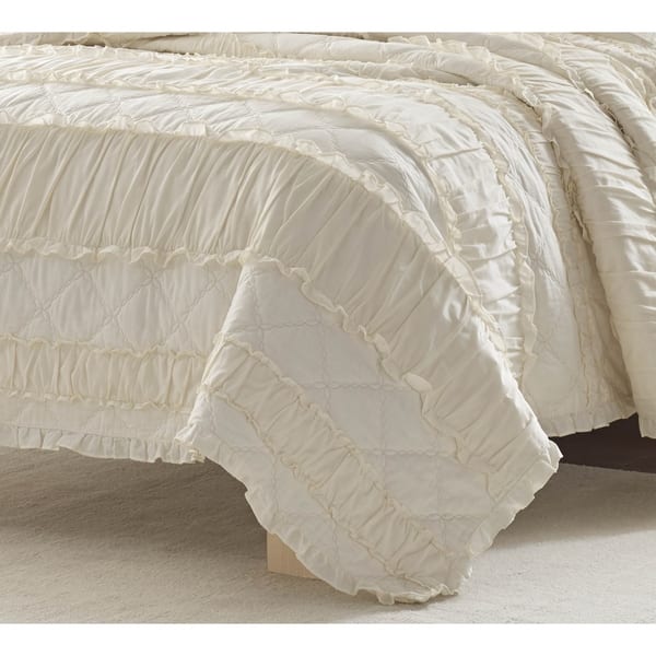 Shop Stone Cottage Ivory Ruffled Cotton Quilt Set On Sale Free