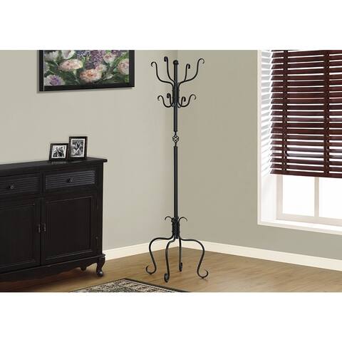 Coat Rack, Hall Tree, Free Standing, 8 Hooks, Entryway, 74" High, Bedroom, Metal, Transitional