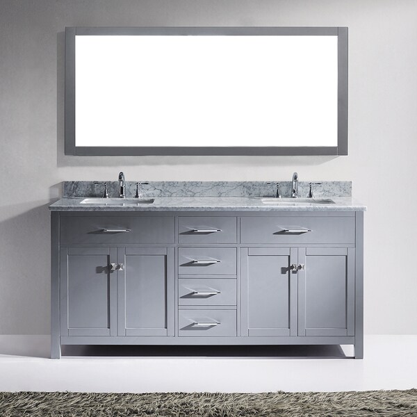 Virtu USA Caroline 72-inch Grey Double Bathroom Vanity Cabinet Set ...