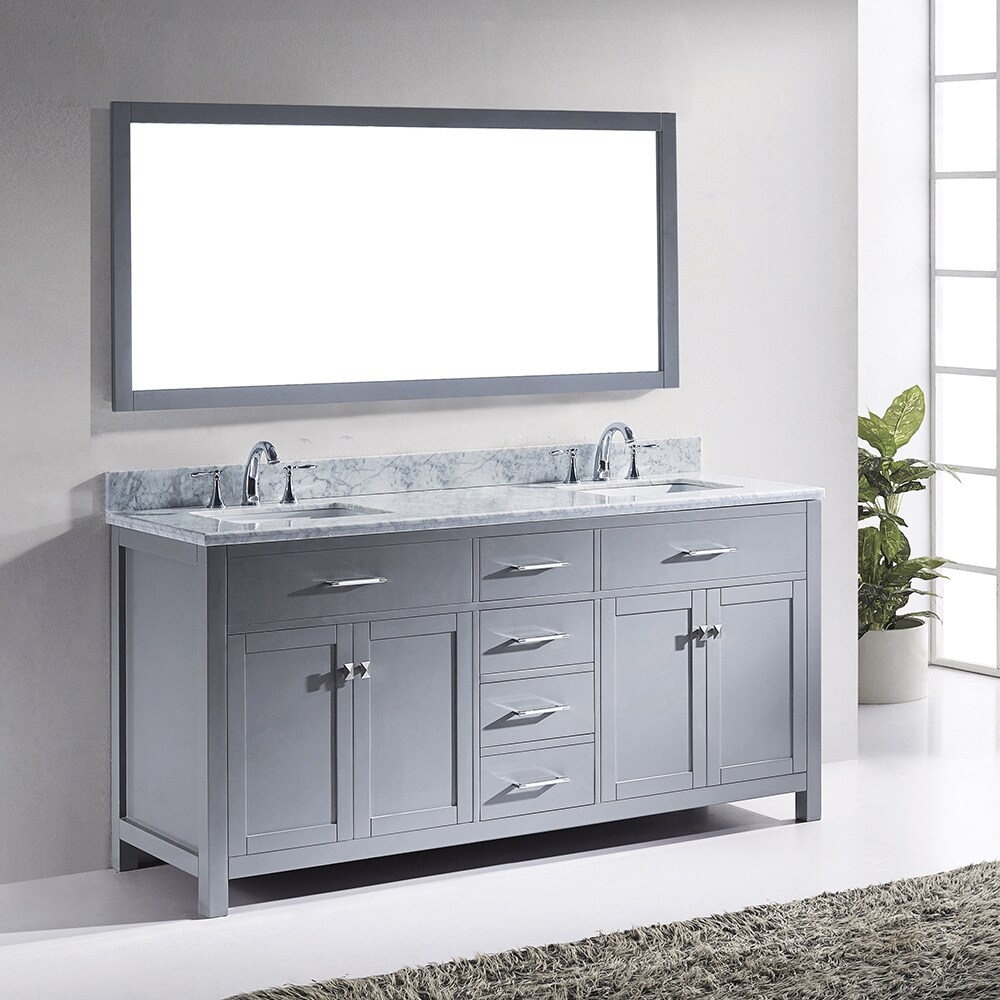 Virtu Usa Caroline 72 Inch Double White Marble Bathroom 72 Inch Double White Marble Bathroom