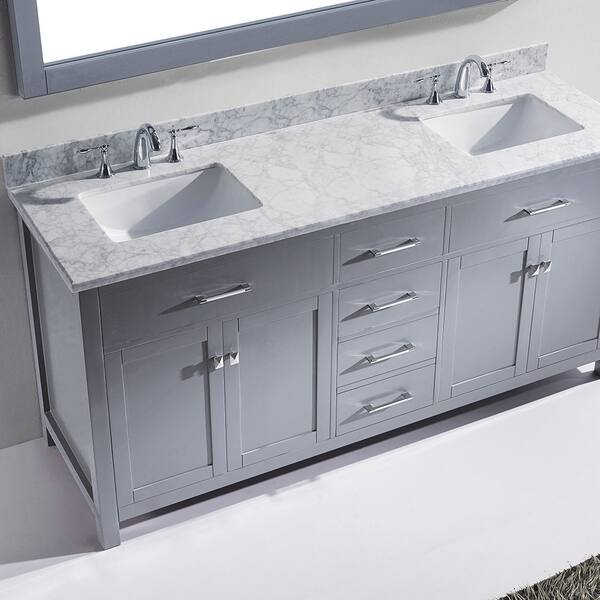 Virtu Usa Caroline 72 Inch Double White Marble Bathroom 72 Inch Double White Marble Bathroom