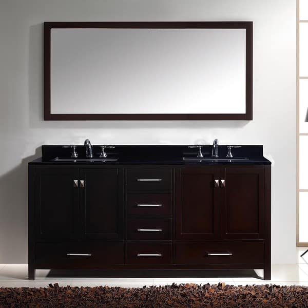 Shop Caroline Ave 72 Inch Espresso Double Vanity Black Granite Top