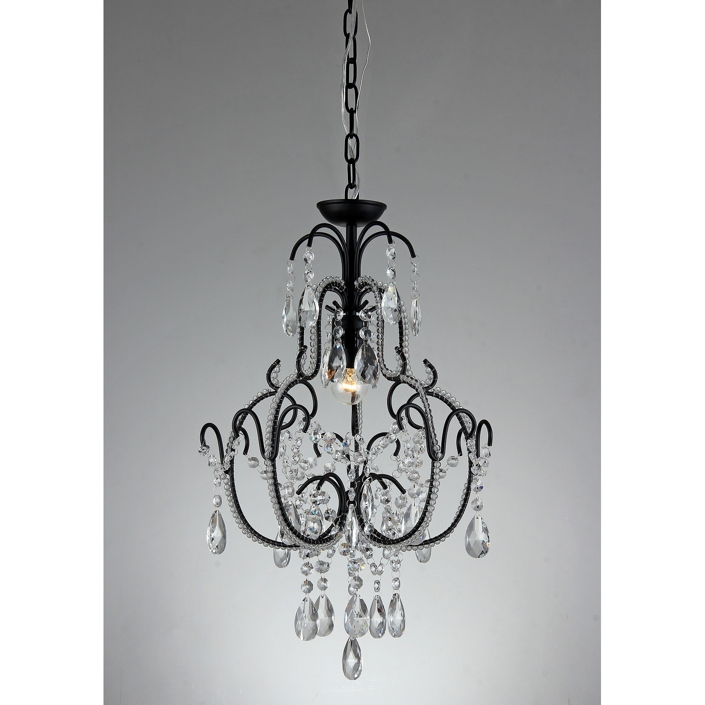 Genevieve 1-light Crystal 14-inch Black-finish Chandelier (Crystal 14-inch Black-finish Chandelier) - Chandeliers For Bedrooms by Overstock.com