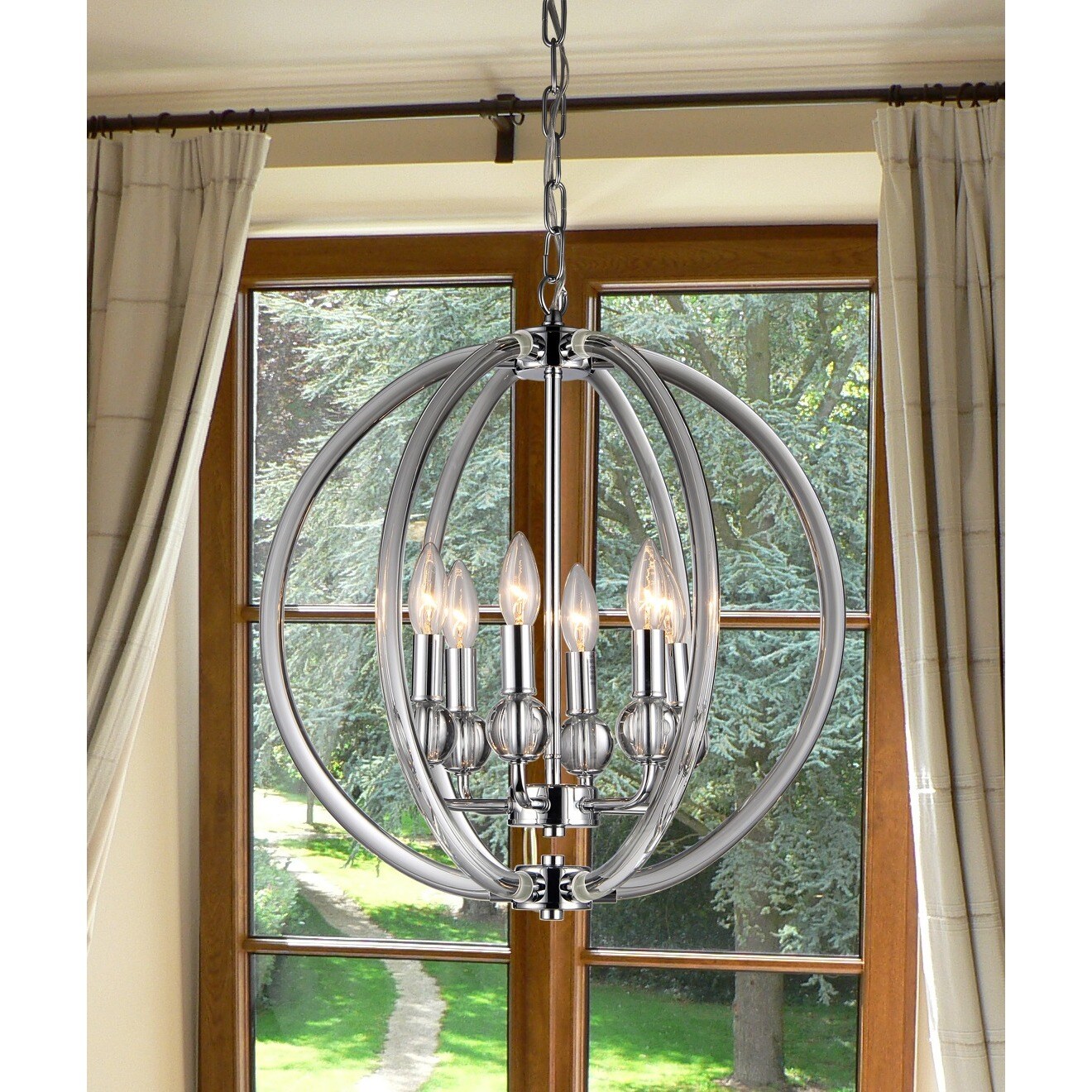 Mallory 6-light Clear 18-inch Chrome Chandelier (Clear 18-inch Chrome Chandelier) - Chandeliers For Bedrooms by Overstock.com