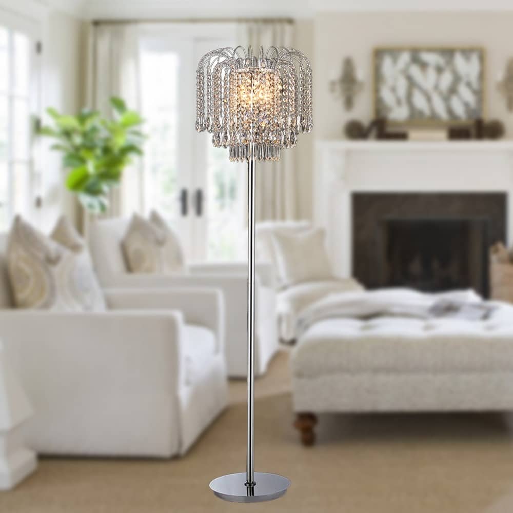 Xyrisse 4-light Crystal 58-inch Chrome Floor Lamp