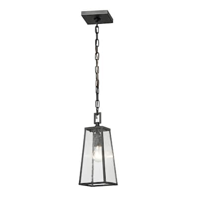 Elk Home Meditterano Matte Black With Seedy Glass 1 Light Hanging