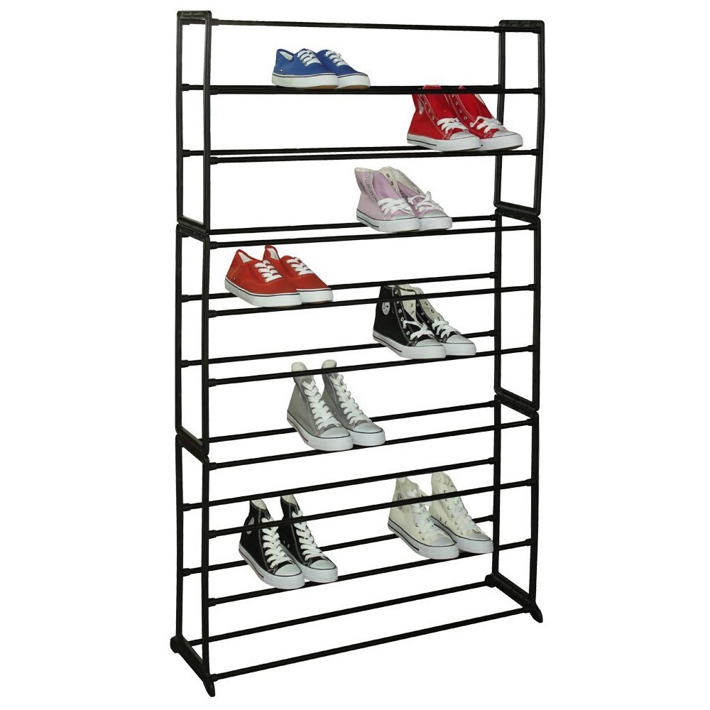 Shop Free Standing 50 Pair 10 Tier Shoe Rack Black On Sale Overstock 11453996