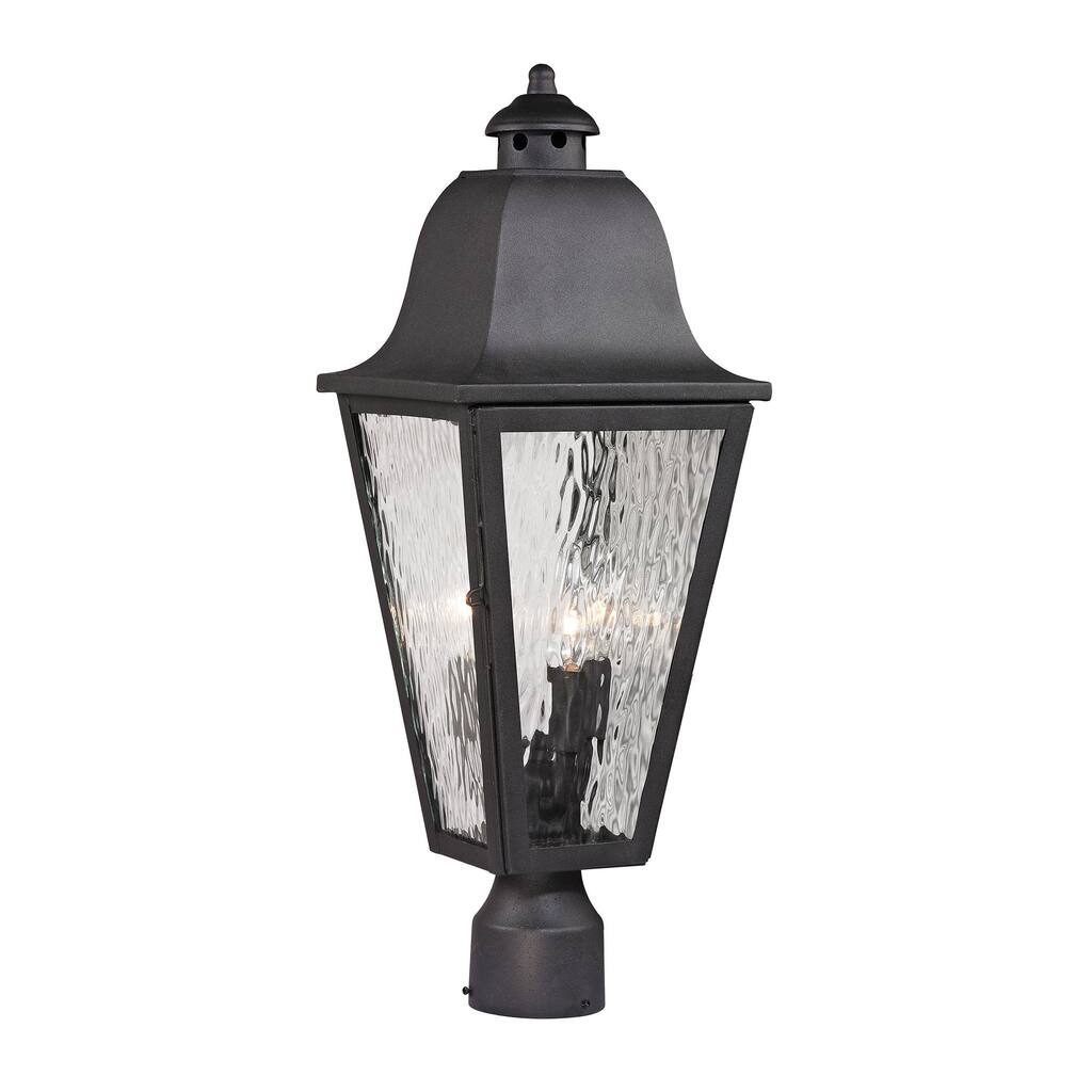 Elk Home Brookridge Charcoal With Water Glass 3 Light Post Light