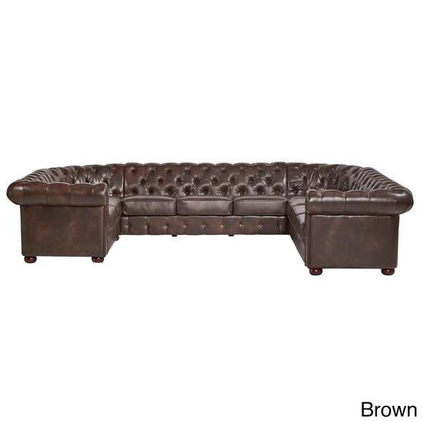 Knightsbridge Tufted Scroll Arm Chesterfield 10-seat U-shaped Sectional by iNSPIRE Q Artisan