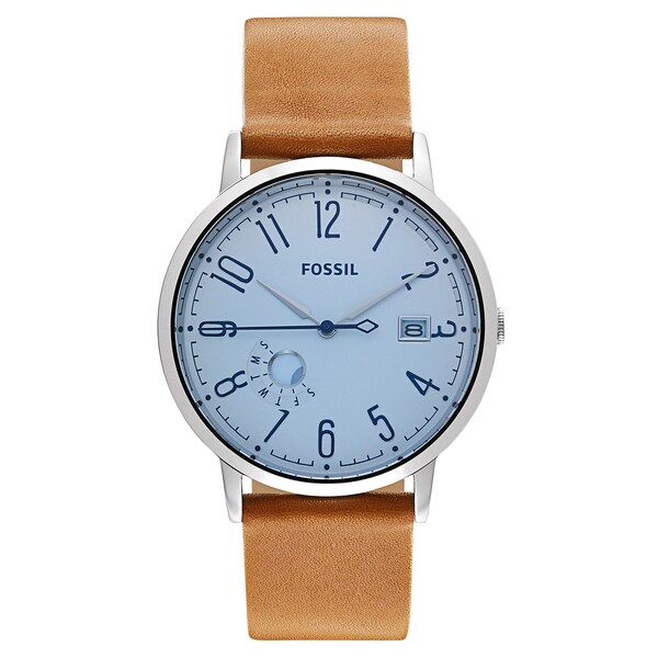 Shop Fossil Women's Vintage Muse Silver Dial Brown Leather Watch Free Shipping Today