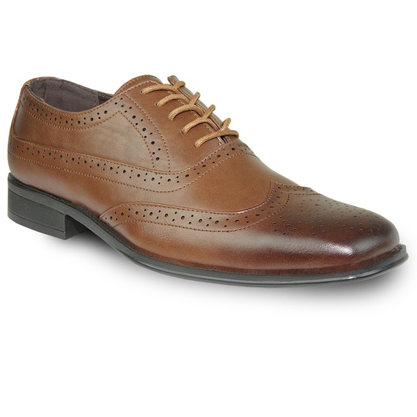 BRAVO Men Dress Shoe MILANO-1 Wingtip Oxford Brown