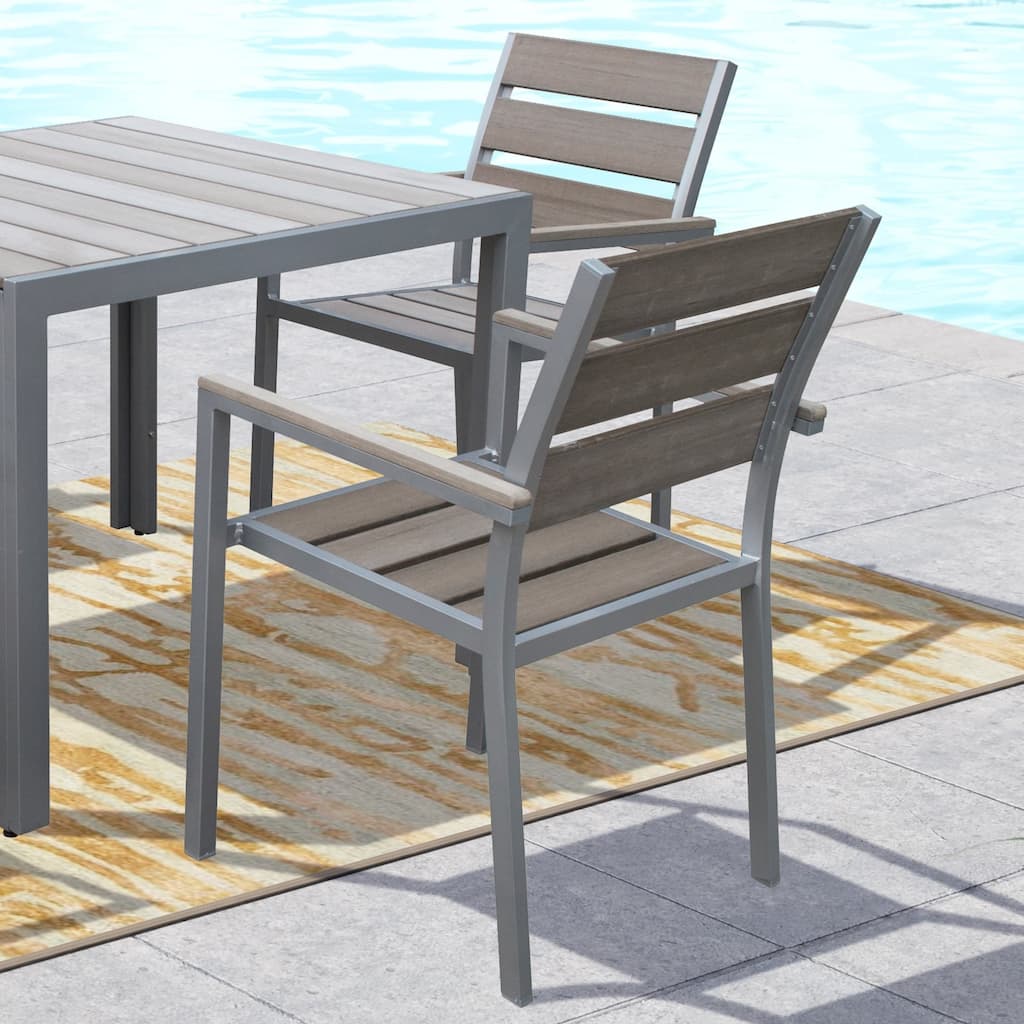 Tumaco Sun-bleached Grey Outdoor Dining Chairs by Havenside Home