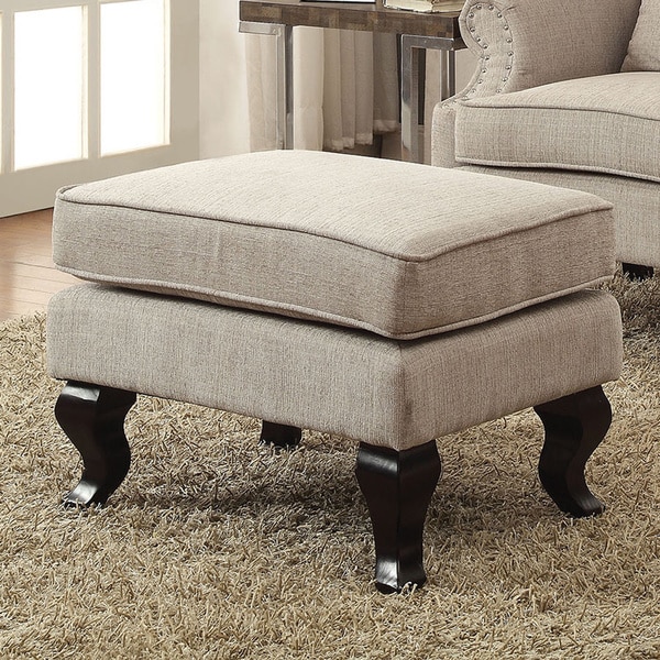 Furniture of America Irving Traditional Upholstered Ottoman
