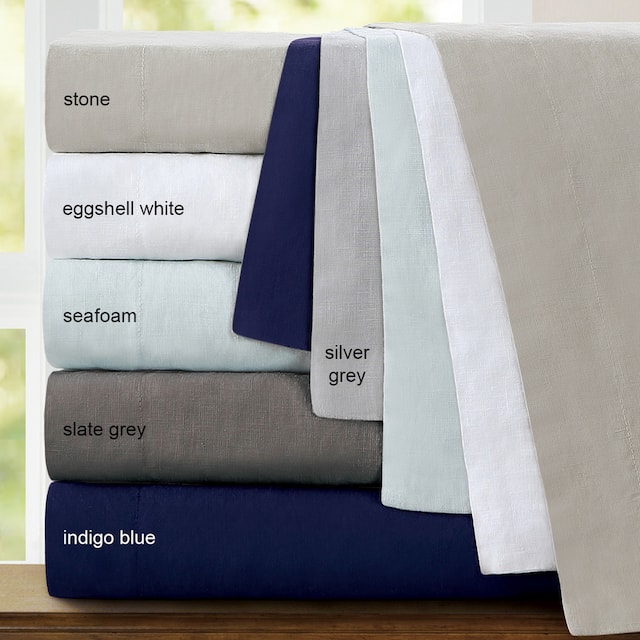 Echelon Home Washed Belgian Linen Deep Pocket Bed Sheet Set
