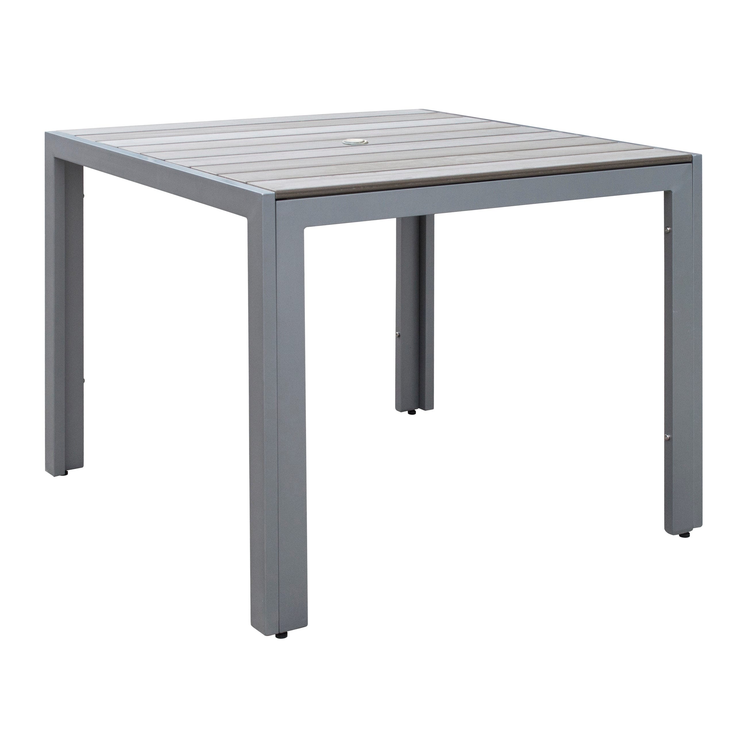 corliving gallant sun bleached grey square outdoor dining table