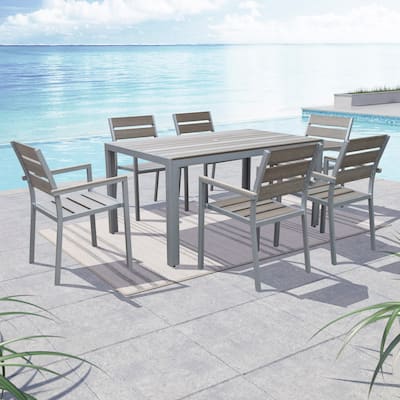 Tumaco Sun-bleached Grey 7-piece Outdoor Dining Set by Havenside Home