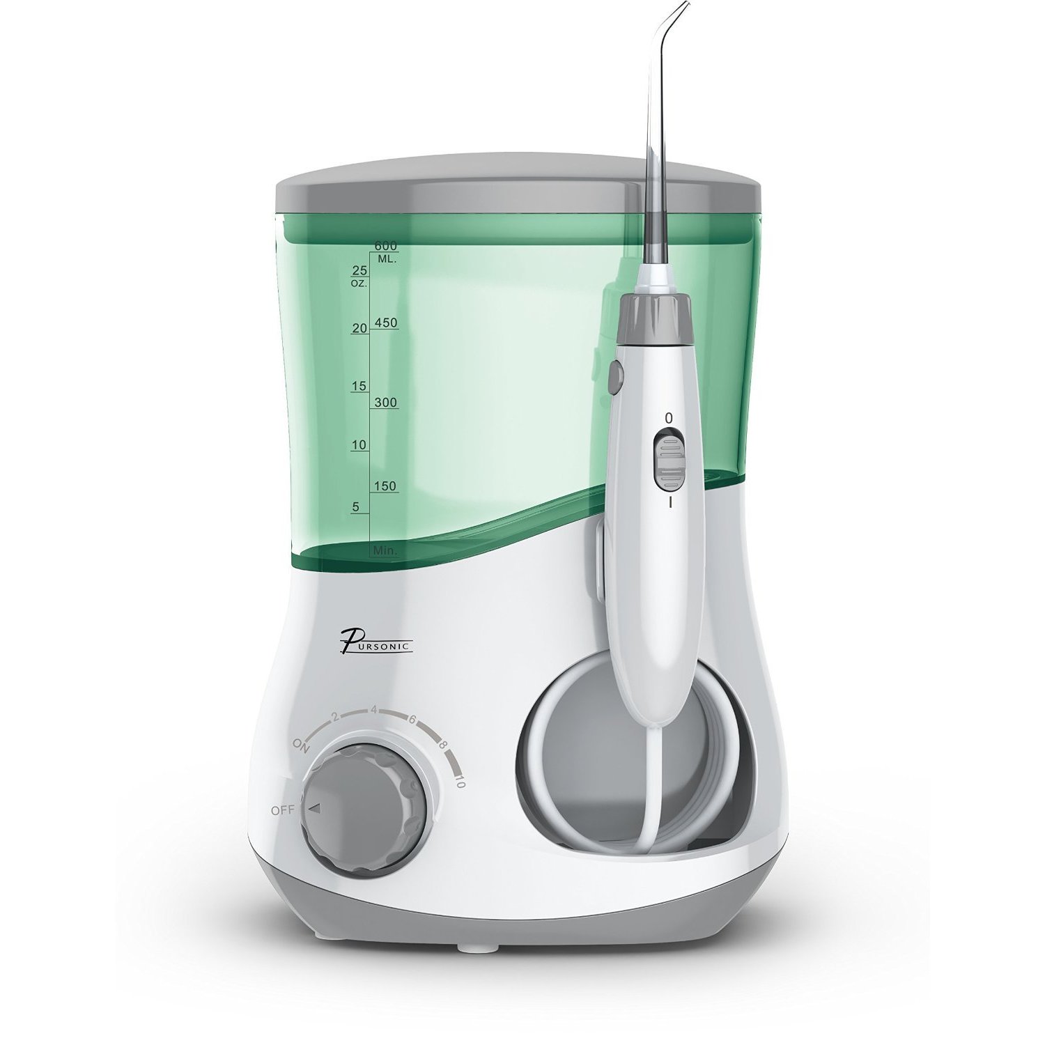 Pursonic OI-200 Professional Counter Top Oral Irrigator Water Flosser with 3 Nozzles Plus a Bonus Tongue Scraper