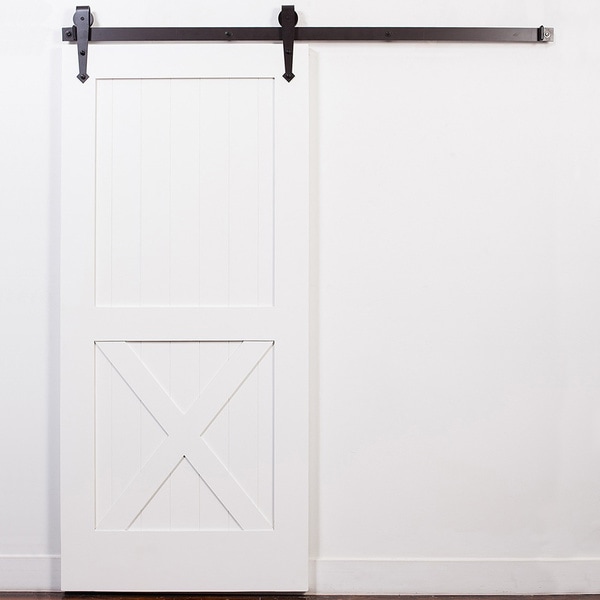 Shop White Half X Oil Rubbed Bronze Barn Door With Arrow Sliding