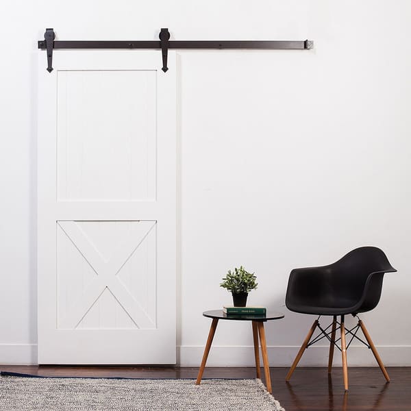 Shop White Half X Oil Rubbed Bronze Barn Door With Arrow