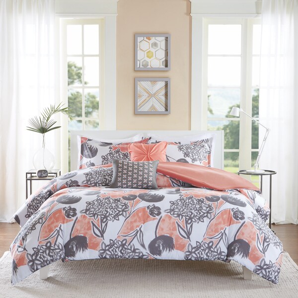 Intelligent Design Lily Coral 5-piece Duvet Cover Set