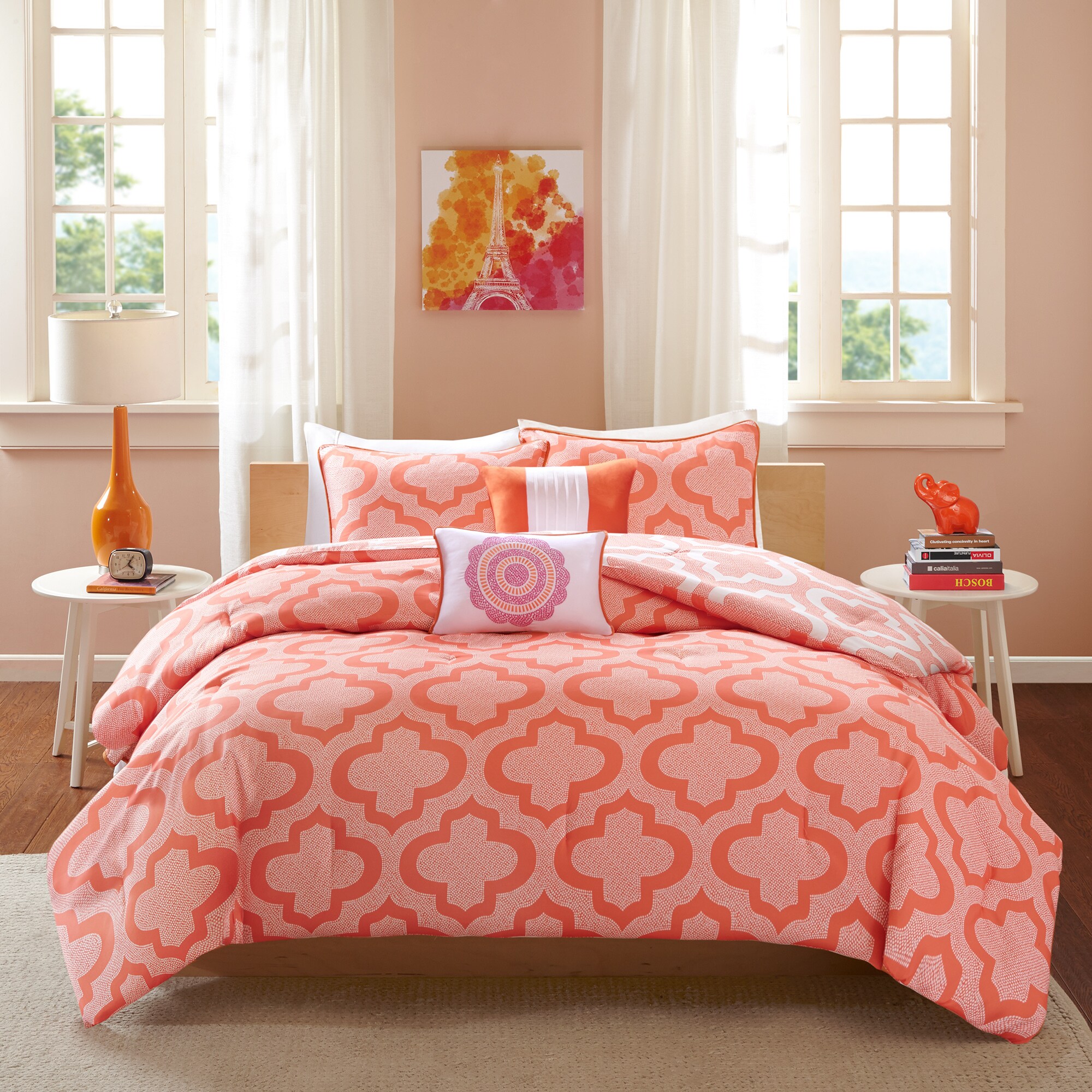 Shop Intelligent Design Elena Orange Coral Reversible 5 Piece