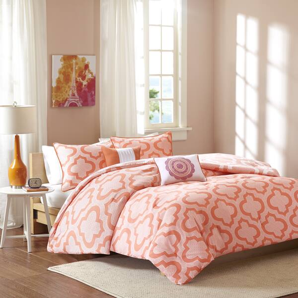 Shop Intelligent Design Elena Orange Coral Reversible 5 Piece