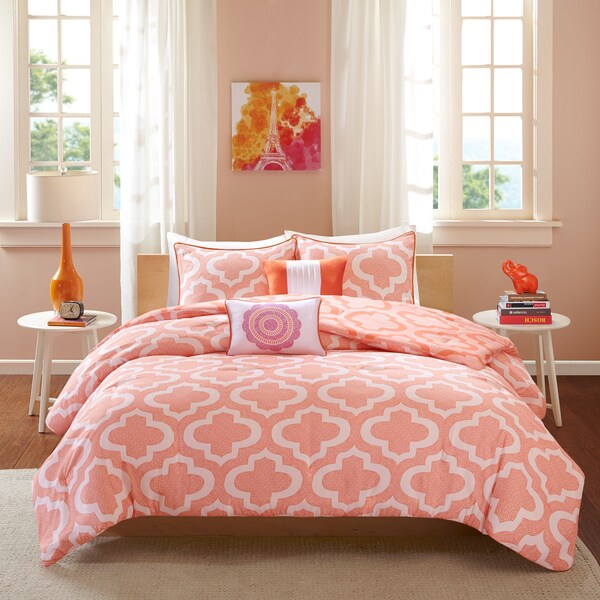 orange and pink comforter