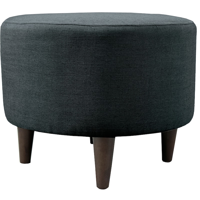 Sophia Allure Round Upholstered Ottoman - Charcoal