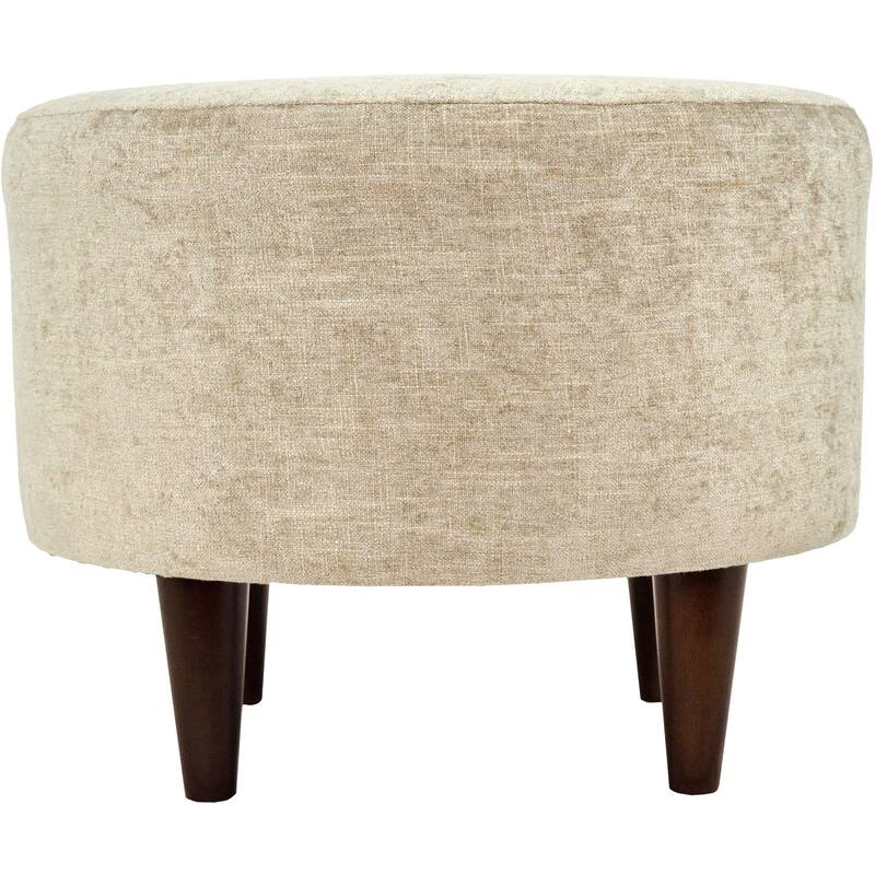 Sophia Atlas Round Upholstered Ottoman - Tan