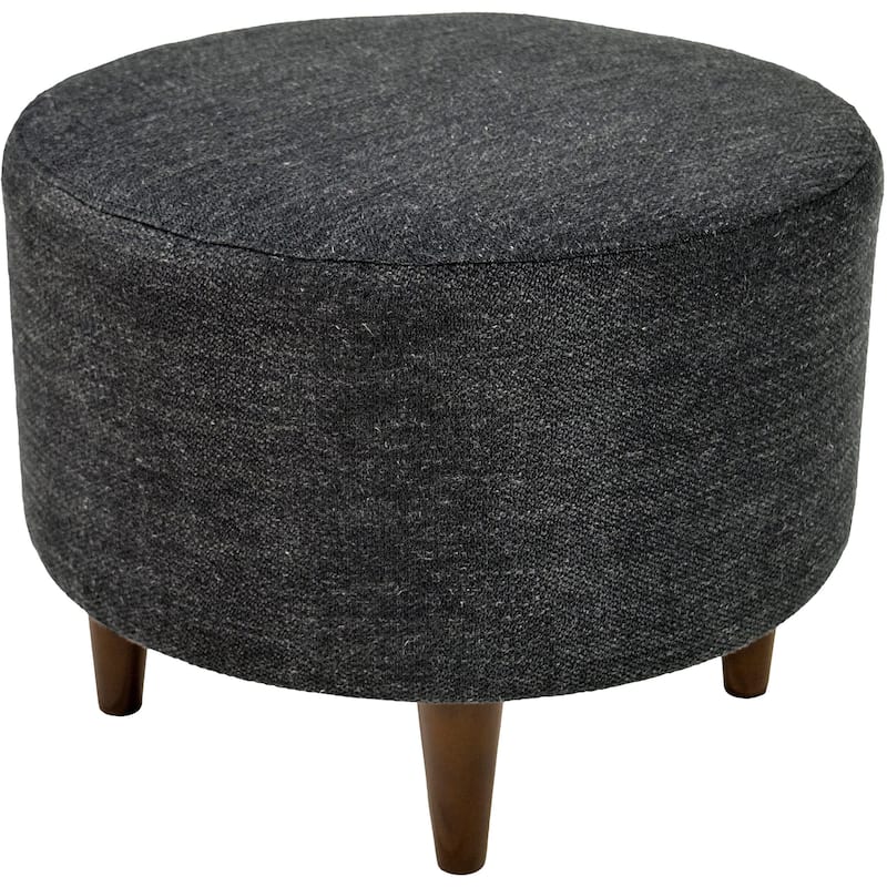 Sophia Belfast Round Upholstered Ottoman - Charcoal