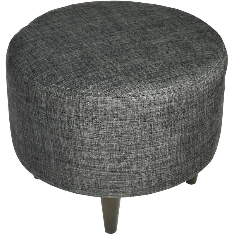 Sophia Bennett Round Upholstered Ottoman - Charcoal