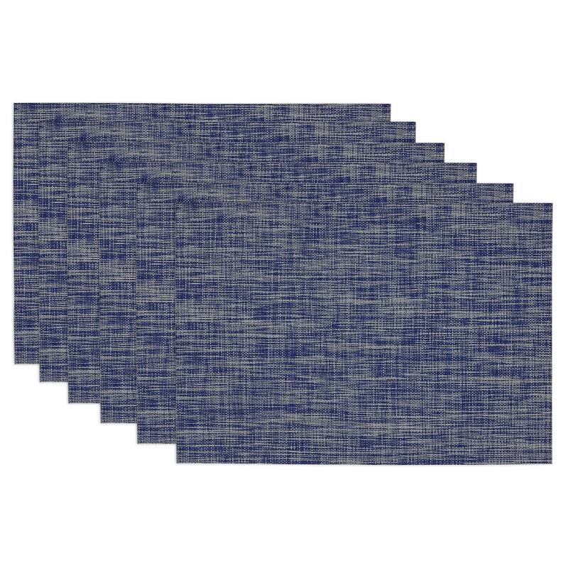 Grey Tonal Tweed Placemats (Set of 6) - Blue