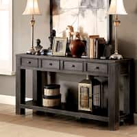 Furniture of America Cosbin Bold Antique Black 4-drawer Sofa Table