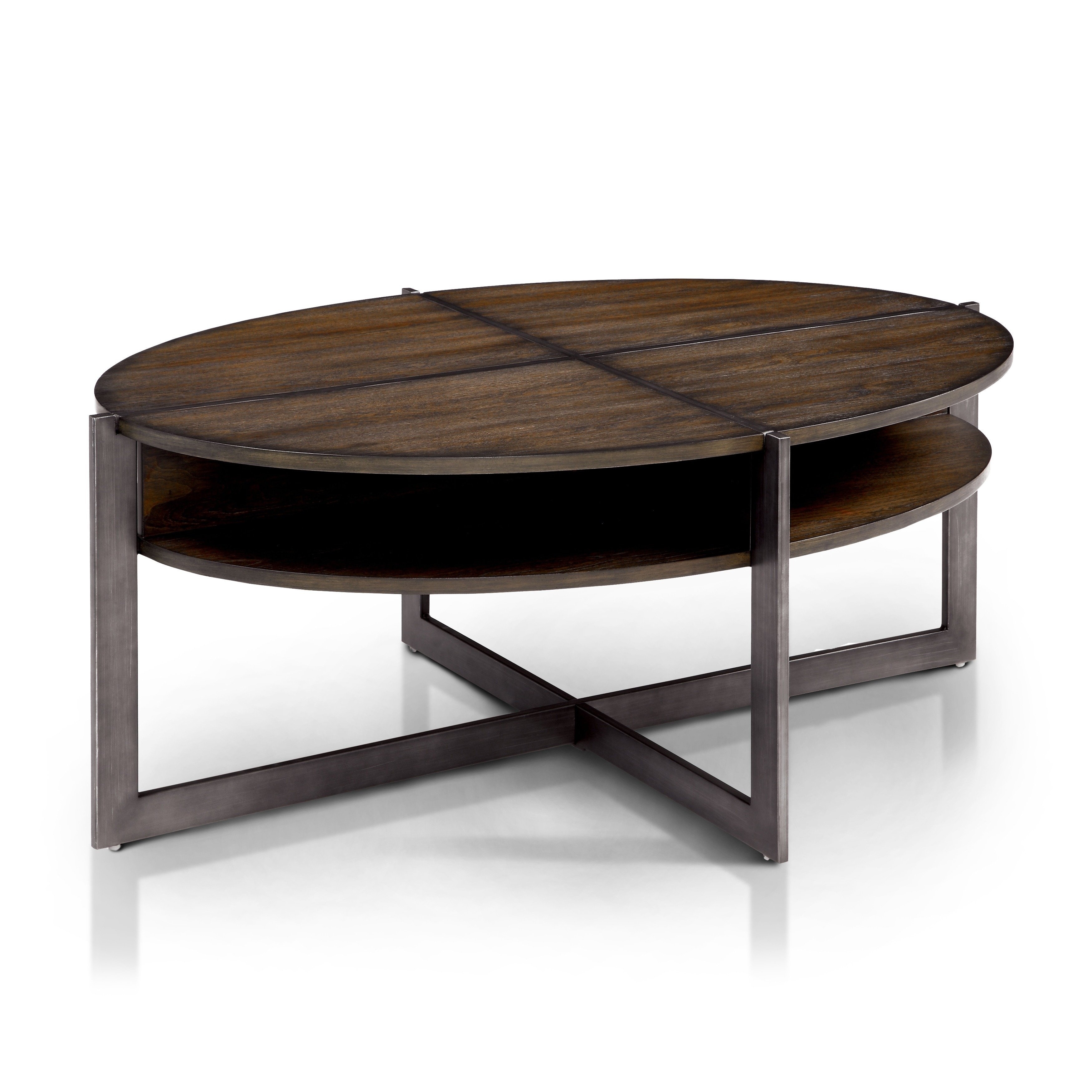 Furniture Of America Quar Rustic Oak Storage Oval Coffee Table Furniture Of America Quar Rustic Oak Storage Oval Coffee Table