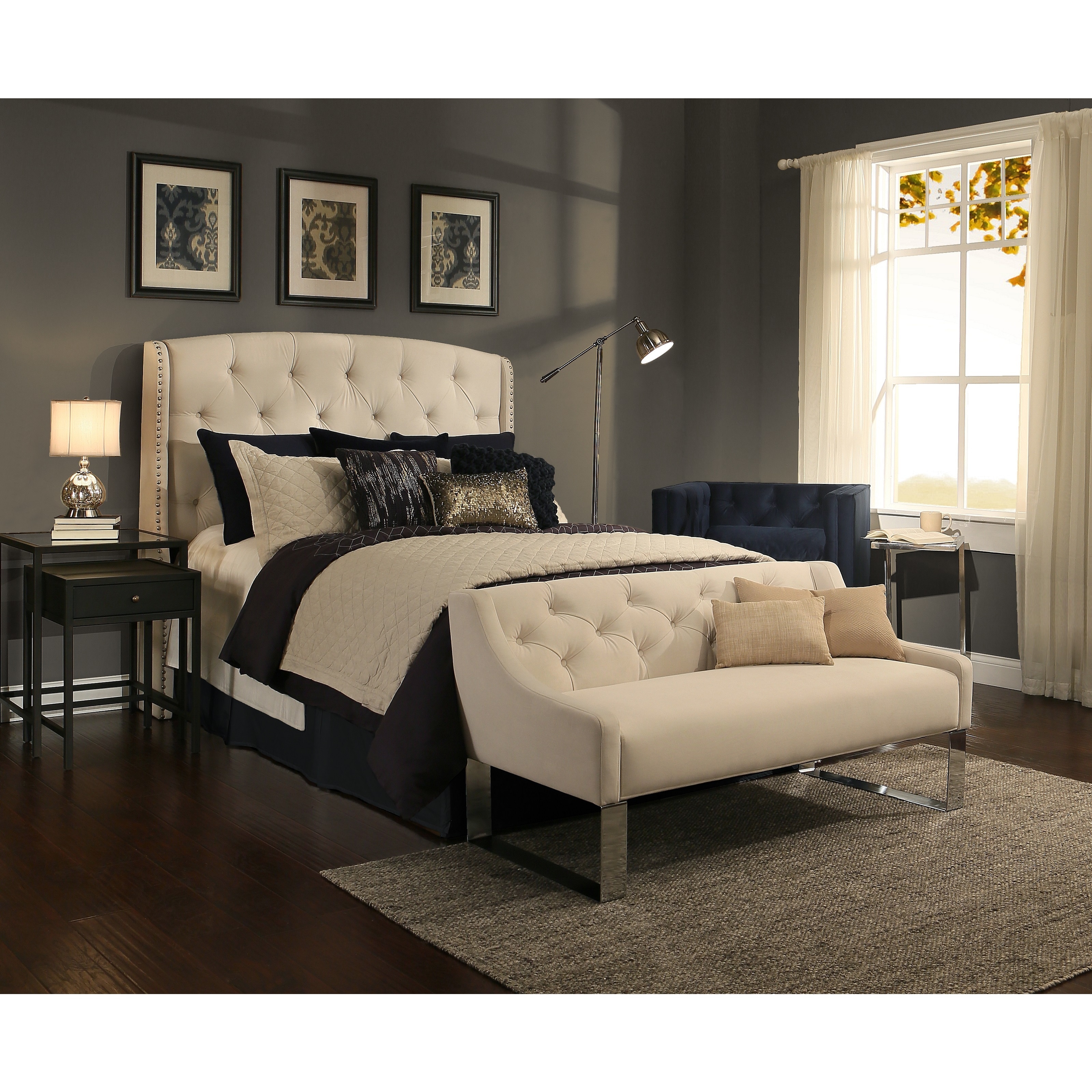 Gracewood Hollow Zusak Ivory Tufted Upholstered Wingback Gracewood Hollow Zusak Ivory Tufted Upholstered Wingback Bedroom Collection With Sofa Bench Option