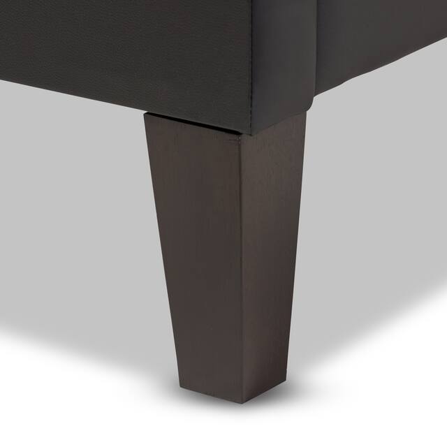 Porch & Den Kupeke Modern Black Faux Leather Upholstered Platform Bed