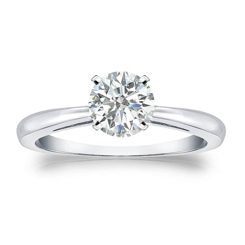 Auriya 18k Gold 3/4 carat TW Round Solitaire Diamond Engagement Ring - 4 - White