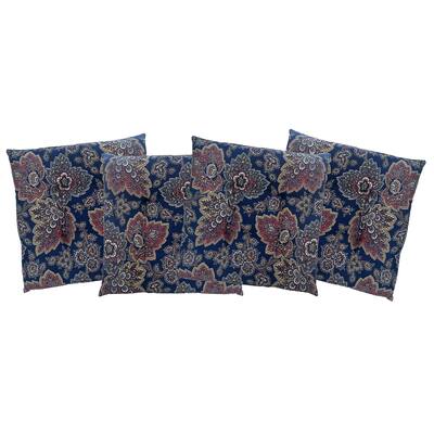 Navy Blue Floral Slim Chair Pad 4-Pack
