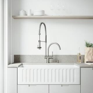 Farmhouse Sinks Our Best Home Improvement Deals Online At Vigo 36 Inch Matte Stone Kitchen Sink And Dresden Faucet Set