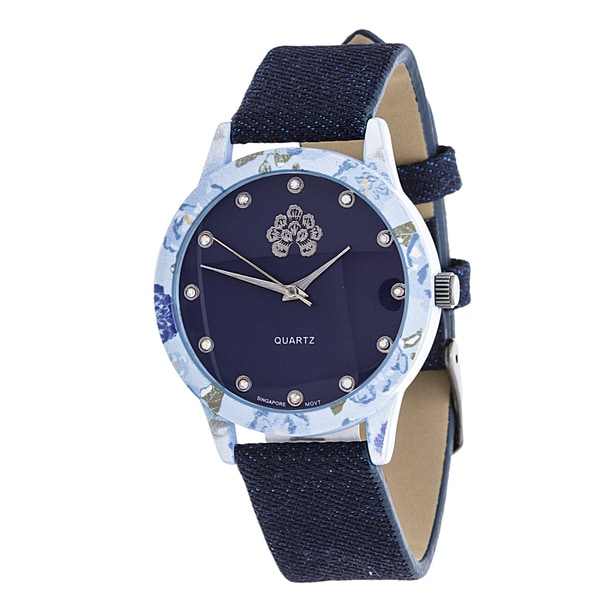 WallFlower Slim Womens Collection with Blue Geo Leather Strap Cubic