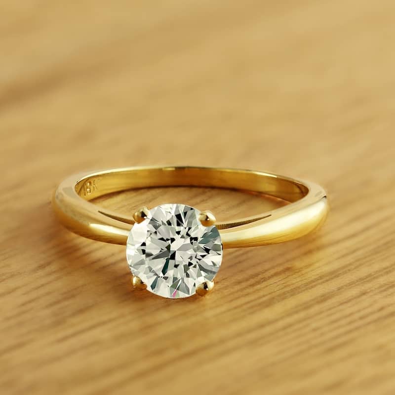 Auriya 18k Gold 1ctw Round Solitaire Diamond Engagement Ring (H-I, VS1-VS2)