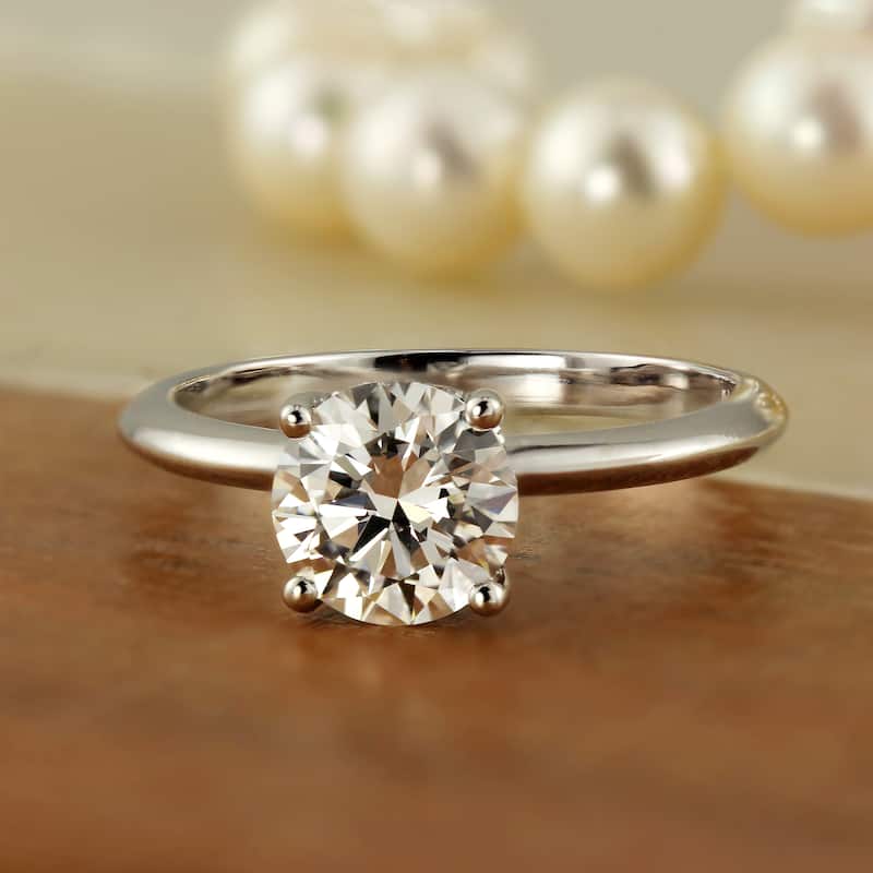 Auriya 18k Gold 1ctw Round Solitaire Diamond Engagement Ring (H-I, VS1-VS2)