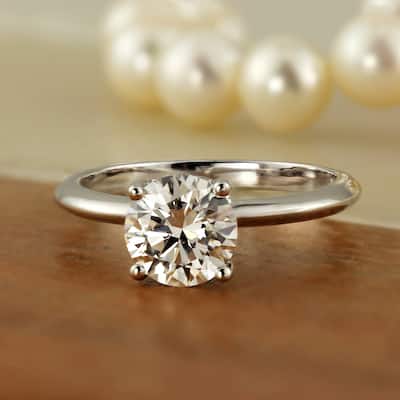 Auriya 18k Gold 1ctw Round Solitaire Diamond Engagement Ring (H-I, VS1-VS2)