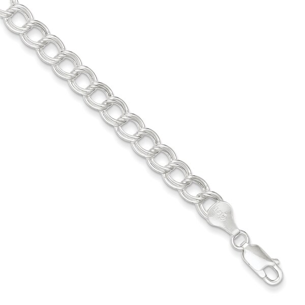 Versil Sterling Silver 6mm Double Link Charm Bracelet