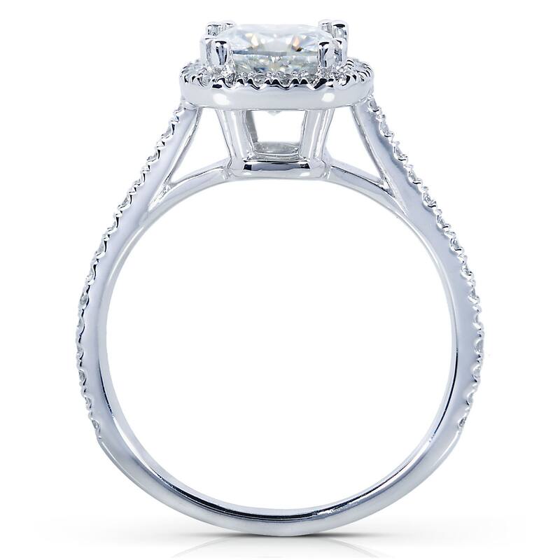 Annello by Kobelli 14k White Gold 1 1/3ct TGW Forever One Moissanite and Diamond Cushion Halo Engagement Ring (DEF/VS, GH/I)