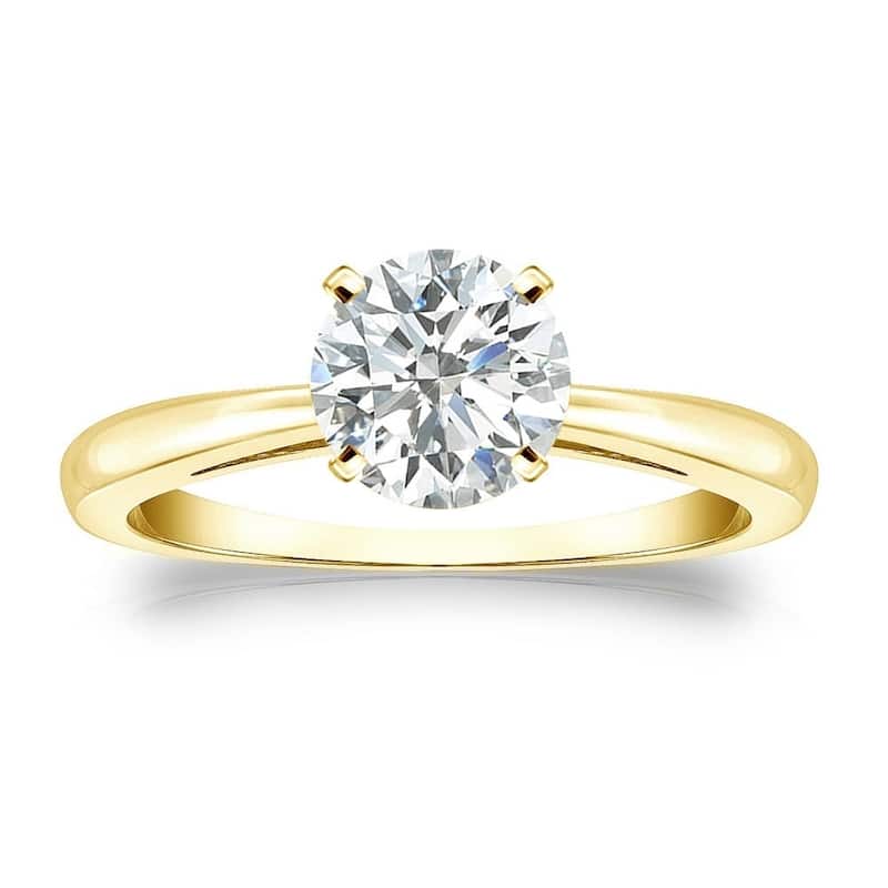 Auriya 18k Gold 1ctw Round Solitaire Diamond Engagement Ring - Yellow - 4