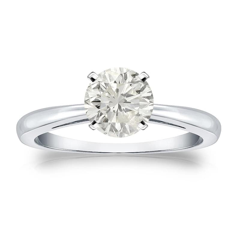Auriya 18k Gold 1ctw Round Solitaire Diamond Engagement Ring - White - 4