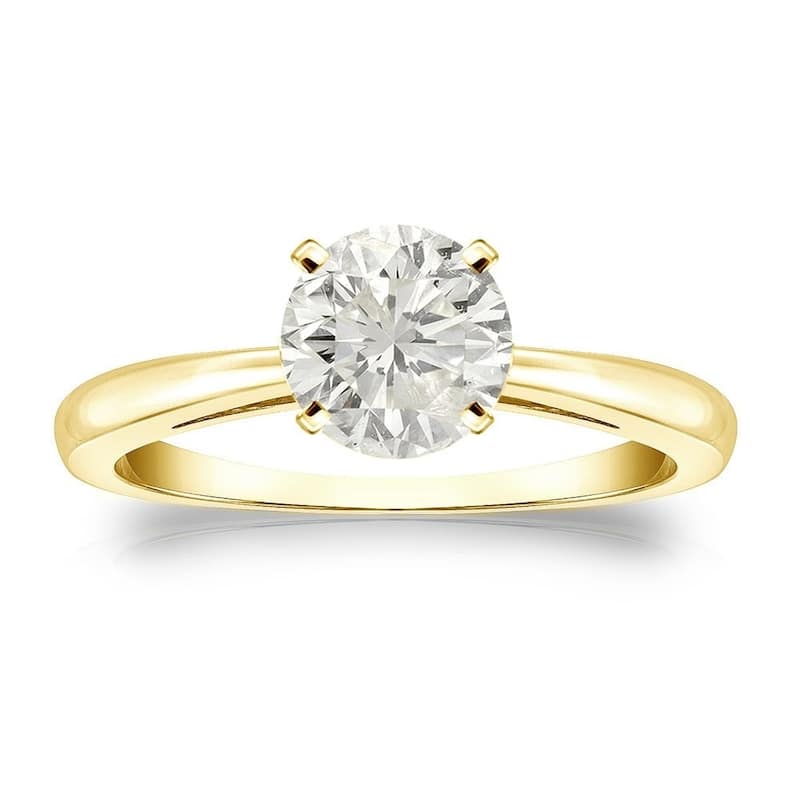 Auriya 18k Gold 1ctw Round Solitaire Diamond Engagement Ring