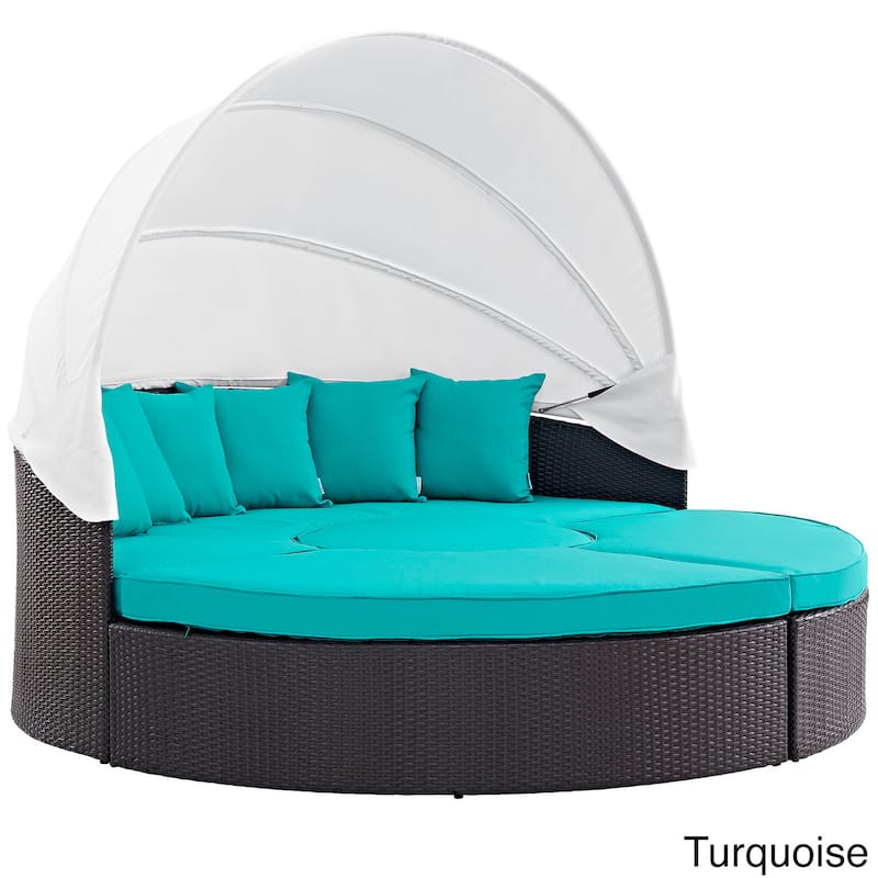 Convene 86-inch Canopy Outdoor Patio Daybed - Espresso Turquoise